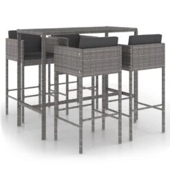 VidaXL - Tuinbarset - Grijs - Poly Rattan - 5 Stuks - Met Kussens