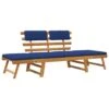 VidaXL - Tuinbank - Blauw - Acaciahout - 190 Cm - 2-in-1 - Met Kussen