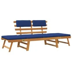 VidaXL - Tuinbank - Blauw - Acaciahout - 190 Cm - 2-in-1 - Met Kussen