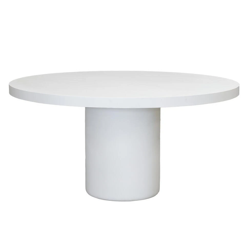 Tuintafel Rond 150cm - Wit Eco Composiet - Betonlook - Eden 1 Tuintafel Rond 150cm - Wit Eco Composiet - Betonlook - Eden