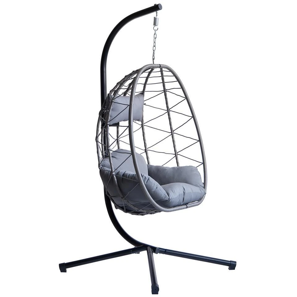 Hangstoel Van Rotan En Metaal In Zwart 1 Hangstoel Van Rotan En Metaal In Zwart