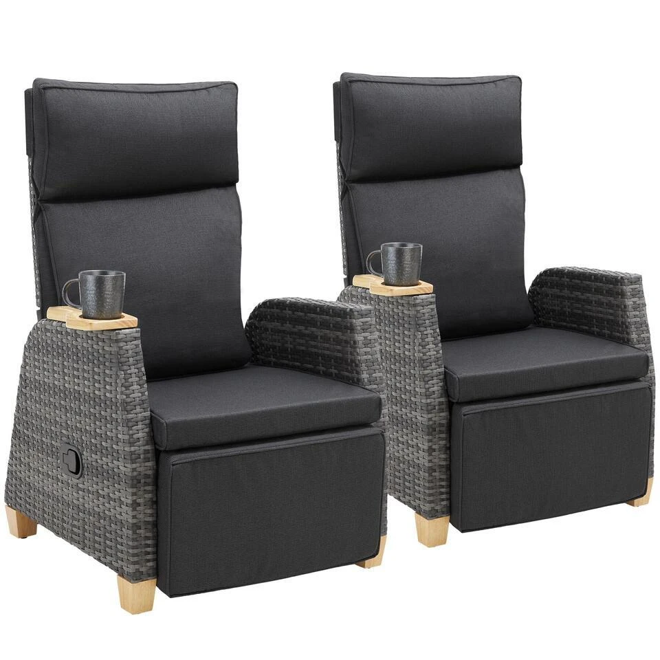 Tectake Wicker Fauteuil Pescara Met Aluminium Frame, Rugleuning Verstelbaar 1 Tectake Wicker Fauteuil Pescara Met Aluminium Frame, Rugleuning Verstelbaar