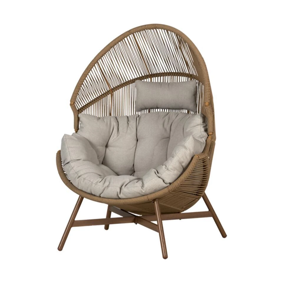 Lisomme Ayla Rattan Tuin Loungestoel Beige - Met Zitkussens 1 Lisomme Ayla Rattan Tuin Loungestoel Beige - Met Zitkussens