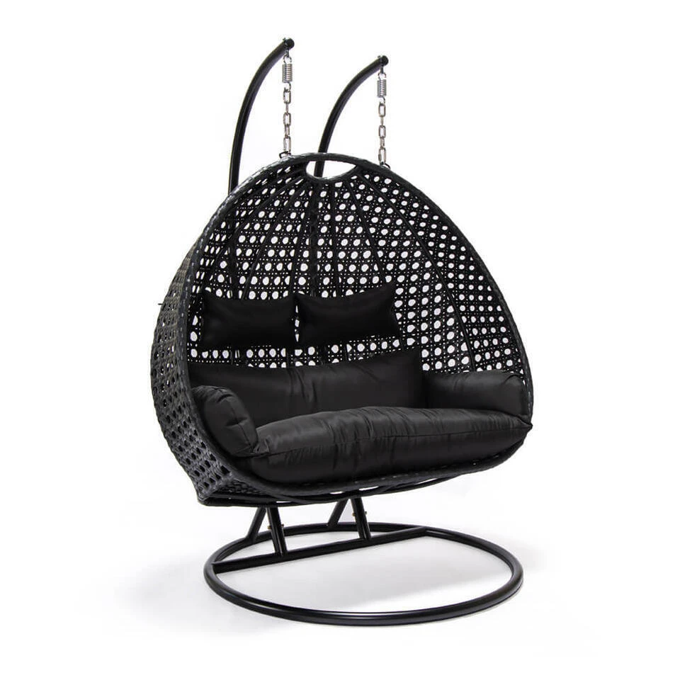 Merkloos HOME DELUXE Polyrotan Hangstoel TWIN Zwart Met Regenhoes 1 Merkloos HOME DELUXE Polyrotan Hangstoel TWIN Zwart Met Regenhoes