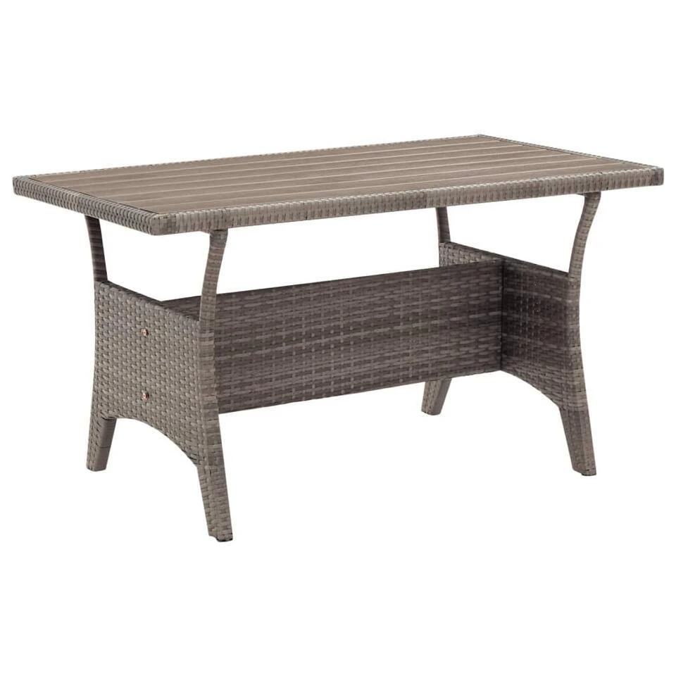 VidaXL - Tuintafel - Grijs - Poly Rattan - 120 X 70 X 66 Cm 1 VidaXL - Tuintafel - Grijs - Poly Rattan - 120 X 70 X 66 Cm