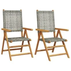 VidaXL - Tuinstoelen - Grijs - Acaciahout En Poly Rattan - 2 Stuks
