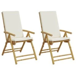 VidaXL - Inklapbare Tuinstolen - Kussens - Bruin - Bamboe - 2 Stuks