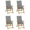 VidaXL - Verstelbare Tuinstoelen - Grijs - Acaciahout - 4 Stuks - 120x50x3 Cm