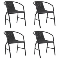 VidaXL - Tuinstoelen - 110 Kg - Zwart - Rattan En Staal - 4 Stuks