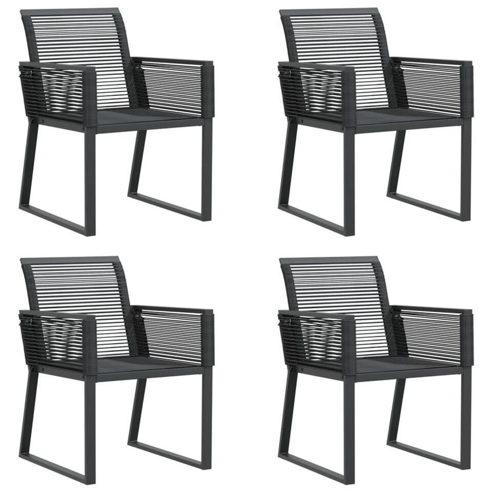 VidaXL - Tuinstoelen - Zwart - Poly Rattan - 4 Stuks - 53x59x79 Cm 1 VidaXL - Tuinstoelen - Zwart - Poly Rattan - 4 Stuks - 53x59x79 Cm