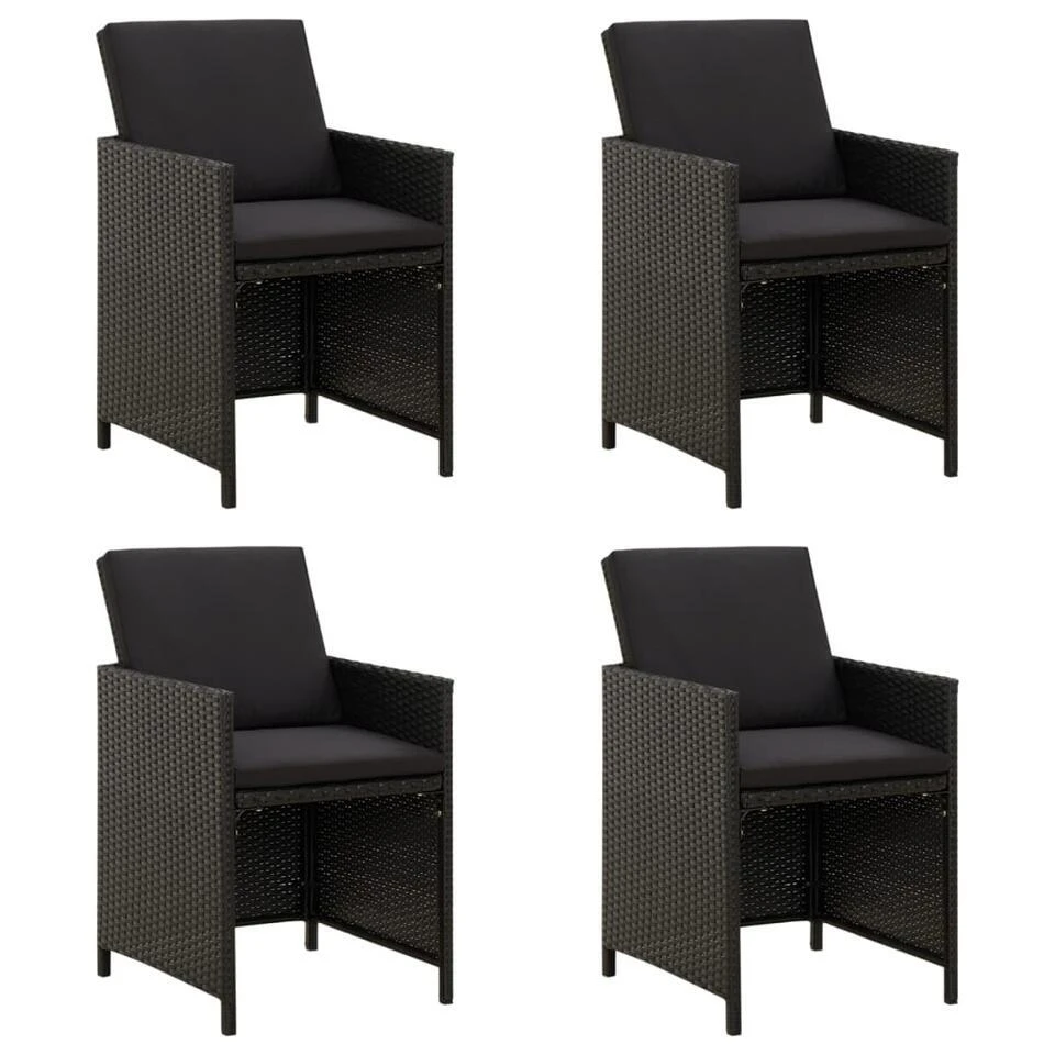 VidaXL - Buitenstoel - Zwart - Poly Rattan - 4 Stuks 1 VidaXL - Buitenstoel - Zwart - Poly Rattan - 4 Stuks