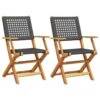 VidaXL - Tuinstoelen - Zwart - Acaciahout En Poly Rattan - 2 Stuks