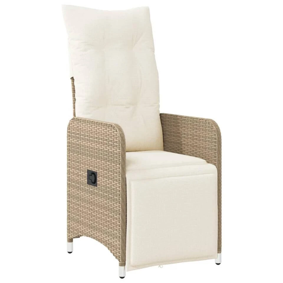 VidaXL - Verstelbare Tuinstoel Met Kussens - Beige - Poly Rattan 1 VidaXL - Verstelbare Tuinstoel Met Kussens - Beige - Poly Rattan