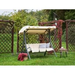 Beliani Schommelbank GARBO - Beige Polyester -Beliani Winkel 10e304b9dcf2481780d8fe4898884239