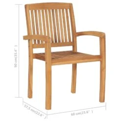VidaXL - Tuinstoelen Met Kussens - Stapelbaar - Massief Teakhout - 6 Stuks -Beliani Winkel 11a908d9041e4f9695eedeaccd6eb7d6