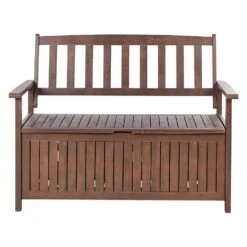 SOVANA - Tuinbank - Donkerhout/Wit - Acaciahout -Beliani Winkel 12e1b6580a8948a4a8409bed0e42b6d3