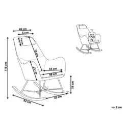 Beliani Schommelstoel ARRIE - Grijs Fluweel -Beliani Winkel 1783630521 0102