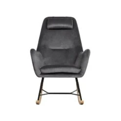 Beliani Schommelstoel ARRIE - Grijs Fluweel -Beliani Winkel 1783630521 0103