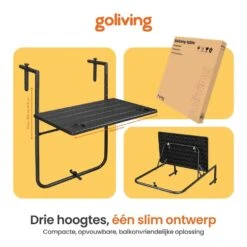 Goliving Balkontafel - Inklapbaar - Hangend - 60 X 40 Cm - Hoogteverstelbaar 15 Goliving Balkontafel - Inklapbaar - Hangend - 60 X 40 Cm - Hoogteverstelbaar -Beliani Winkel 1888e4069714499596e76d6432fdea9c