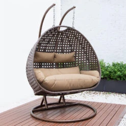 Merkloos HOME DELUXE Hangstoel Bruin Puur -Beliani Winkel 1d32c8d39da9499193f2365625c6c23d