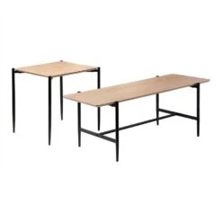 CALICOSY - Set Van 2 Salontafels JESSIE - Licht Hout - 38x100x40 Cm -Beliani Winkel 1eb783b386124bed9f05137080977510