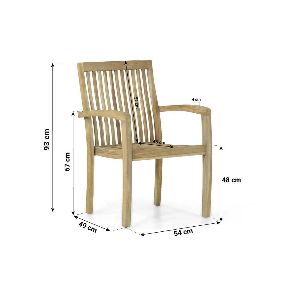 Tuinstoel Stapelbaar Teak Old Teak Greywash Garden Collections Wales 2 Tuinstoel Stapelbaar Teak Old Teak Greywash Garden Collections Wales - Afbeelding 2