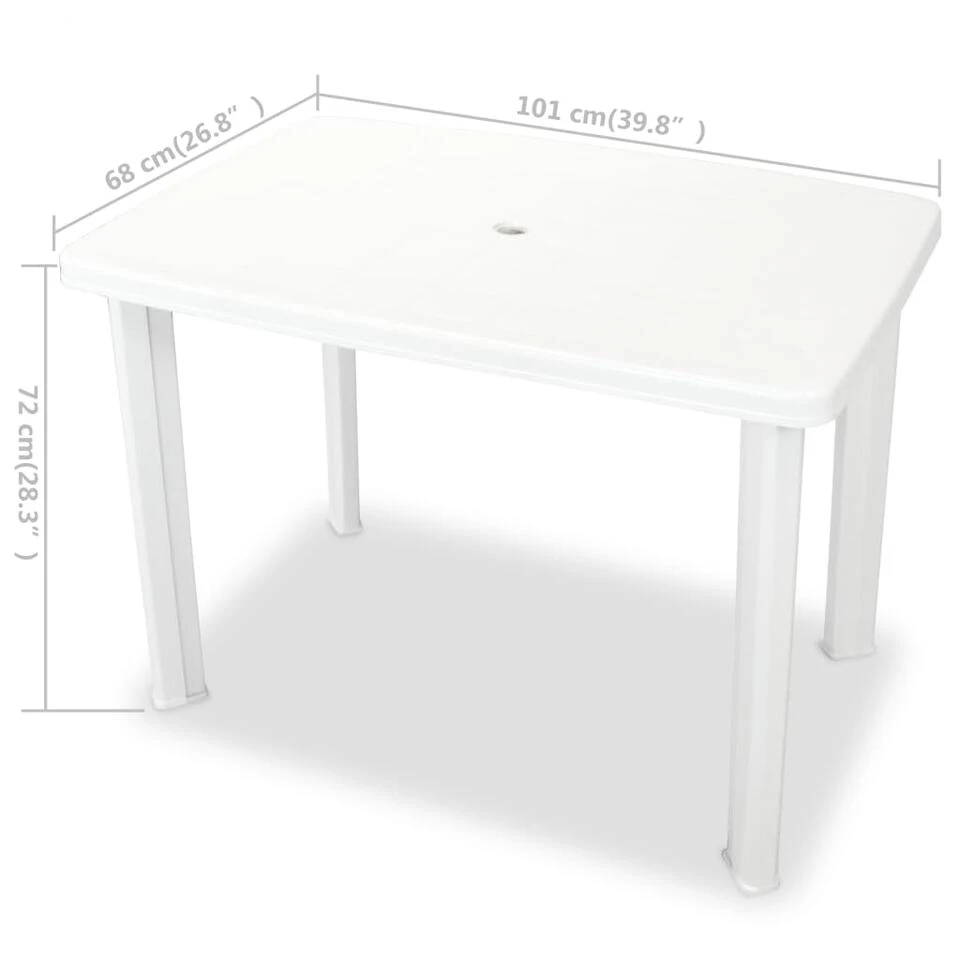 VidaXL Tuintafel 101x68x72 Cm Kunststof Wit 4 VidaXL Tuintafel 101x68x72 Cm Kunststof Wit - Afbeelding 4