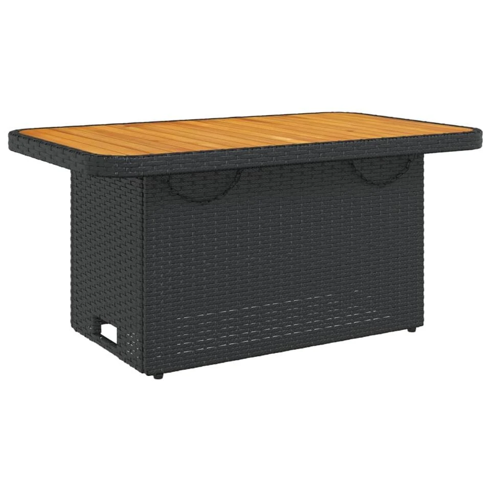 VidaXL - Tuintafel - Zwart - Poly Rattan En Hout - 90 X 55 X 71 Cm 7 VidaXL - Tuintafel - Zwart - Poly Rattan En Hout - 90 X 55 X 71 Cm - Afbeelding 7