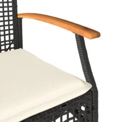 VidaXL - Tuinstoelen - Zwart - Poly Rattan En Acaciahout - 4 Stuks - Met Kussens -Beliani Winkel 24681248854f42e39b5152f91e7020e3