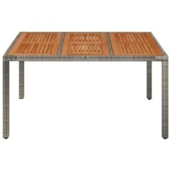 VidaXL - Tuintafel Met Houten Blad - Grijs - Poly Rattan - 150 X 90 X 75 Cm -Beliani Winkel 24a27667e9a0476a9d10413cb538588b