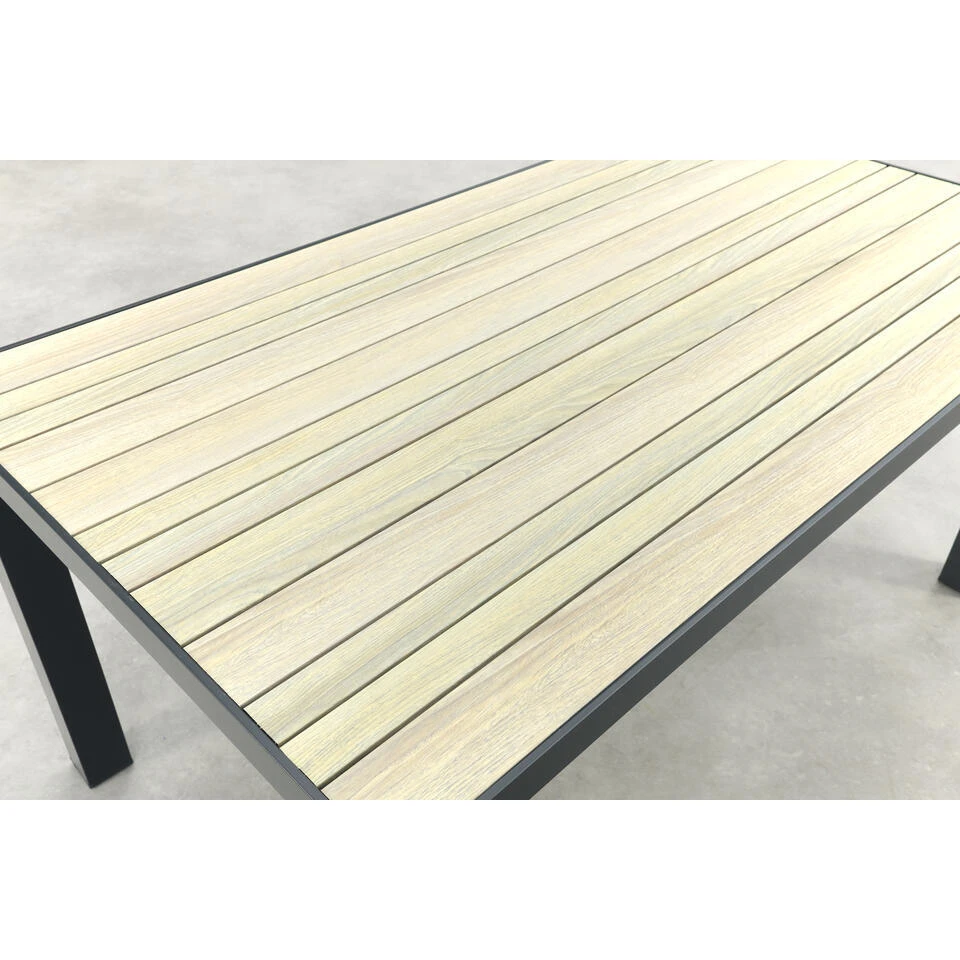 VDG Nola Tuintafel 160x90 Cm. - Antraciet/Houtlook 6 VDG Nola Tuintafel 160x90 Cm. - Antraciet/Houtlook - Afbeelding 6