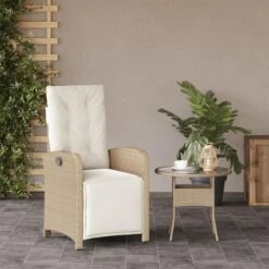 VidaXL - Verstelbare Tuinstoel Met Voetensteun - Beige - Poly Rattan -Beliani Winkel 25fc1848340642ceb8154594c190c903