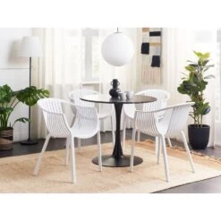 Beliani Eetkamerstoel NAPOLI - Wit Synthetisch Materiaal -Beliani Winkel 279de2b4adf94ef39620d4944131b2fb