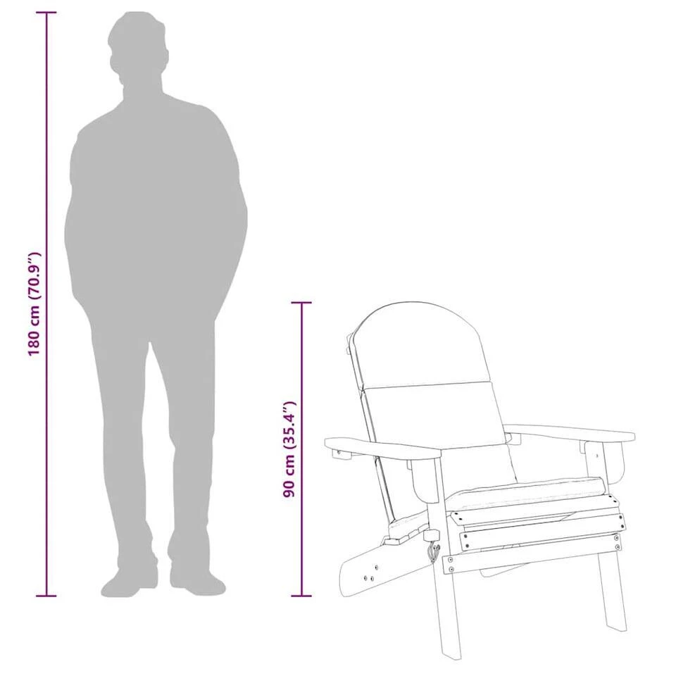 VidaXL - Adirondack Tuinstoel - Kussens - Bruin - Acaciahout 10 VidaXL - Adirondack Tuinstoel - Kussens - Bruin - Acaciahout - Afbeelding 10