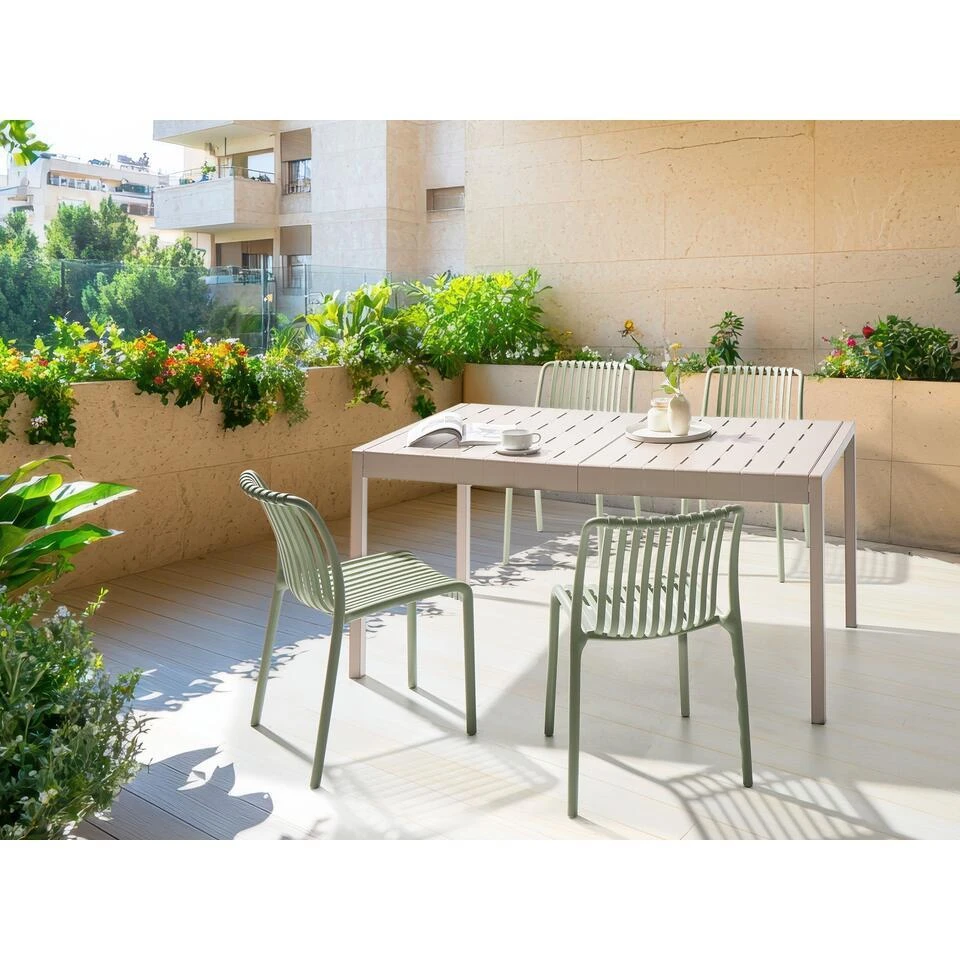 BARTICA - Tuintafel - Beige - 154 X 84 Cm - Synthetisch Materiaal 2 BARTICA - Tuintafel - Beige - 154 X 84 Cm - Synthetisch Materiaal - Afbeelding 2