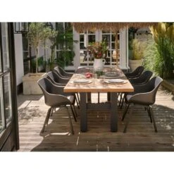 Hartman Heron Dining Tuintafel 240x100 Cm. - Zwart/Teak -Beliani Winkel 297ff9512803473eb504112b85e4a210