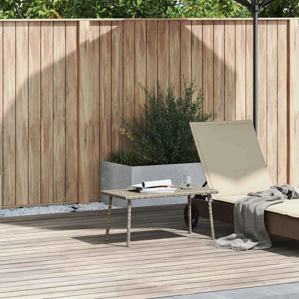 VidaXL - Tuin Salontafel - Grijs - Poly Rattan - 80 X 40 X 37 Cm 2 VidaXL - Tuin Salontafel - Grijs - Poly Rattan - 80 X 40 X 37 Cm - Afbeelding 2