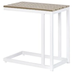 MESSINA - Bijzettafel - Lichthout/Wit- 60 X 35 Cm - Plastichout -Beliani Winkel 2ba3a6f1994a4b25919d66aa91b203ca