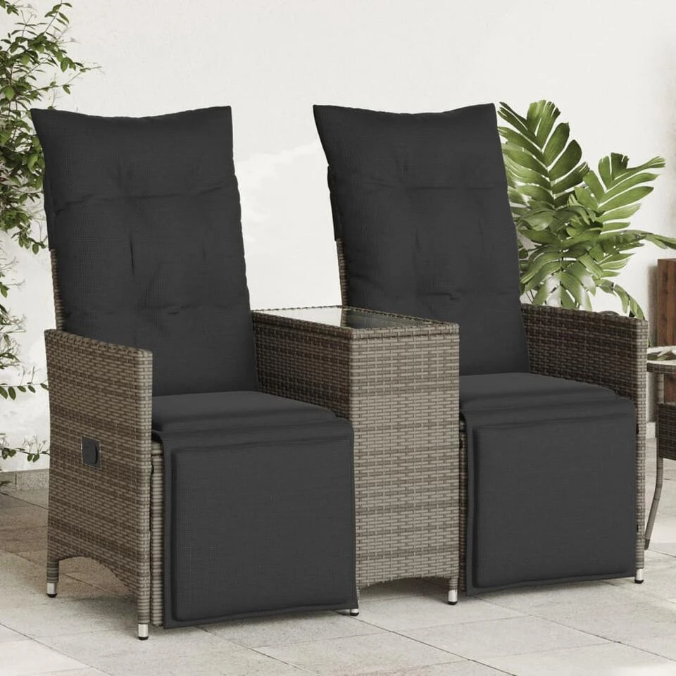 VidaXL - Tuinbank - Grijs - Poly Rattan 2 VidaXL - Tuinbank - Grijs - Poly Rattan - Afbeelding 2