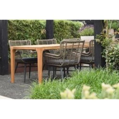 VDG Set Van 6 - Jasmine Dining Tuinstoel - Naturel -Beliani Winkel 312ebe1ea975400089a5f280076924ff