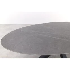 Scotland Ovale Tuintafel Centostone 220 X 115 Cm. - Marmerlook Wit -Beliani Winkel 32672518788d455aa0b6d10dcbb4b56b