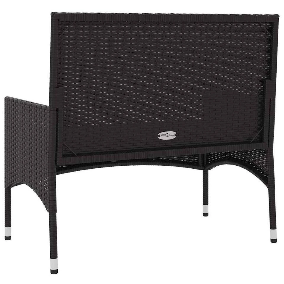 VidaXL - Tuinbank 2-zits - Zwart - Poly Rattan - Met Zwart Kussens 6 VidaXL - Tuinbank 2-zits - Zwart - Poly Rattan - Met Zwart Kussens - Afbeelding 6