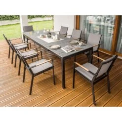 TOFANE - Eettafel Uitschuifbaar - Grijs - 198/248 X 90 - Aluminium -Beliani Winkel 339324fefbac40dd9a0ba7909bd7daee