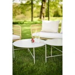 Lisomme Dax Rotan Tuinbank Zand - Met Zitkussens -Beliani Winkel 33b57babd8f94236ab9df93e9fbb6845