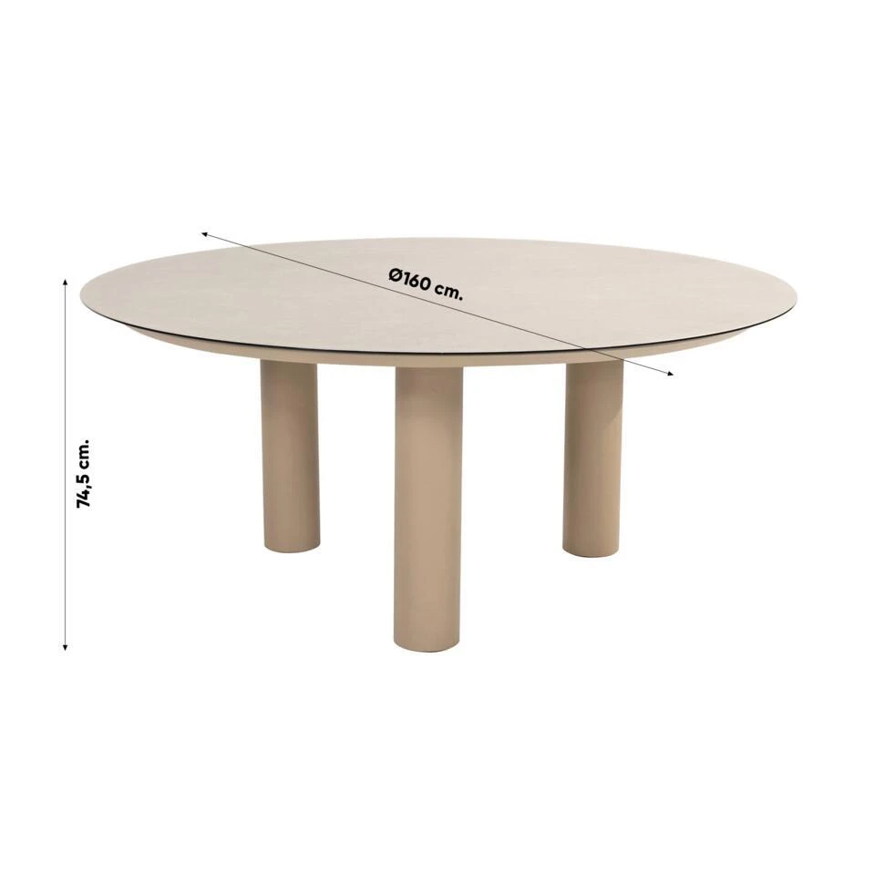 Taste Donato Ronde Dining Tuintafel Ø160 Cm. - Latte 7 Taste Donato Ronde Dining Tuintafel Ø160 Cm. - Latte - Afbeelding 7