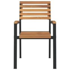 VidaXL - Tuinstoelen - Stapelbaar - Bruin - Acaciahout En Metaal - 4 Stuks -Beliani Winkel 35177b530b4242be915c6602f0477b65