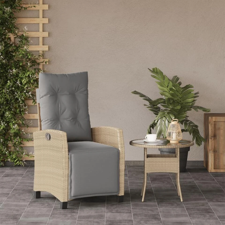 VidaXL - Tuinstoel Verstelbaar Met Voetensteun - Beige - Poly Rattan 3 VidaXL - Tuinstoel Verstelbaar Met Voetensteun - Beige - Poly Rattan - Afbeelding 3