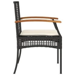 VidaXL - Tuinstoelen - Zwart - Poly Rattan En Acaciahout - 4 Stuks - Met Kussens -Beliani Winkel 36a4565295a545d6b035f8af2d000efc