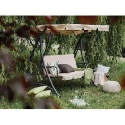 Beliani Schommelbank TEMPLE - Beige Polyester -Beliani Winkel 36f1c170b0b4412c91766f82ed8a8529