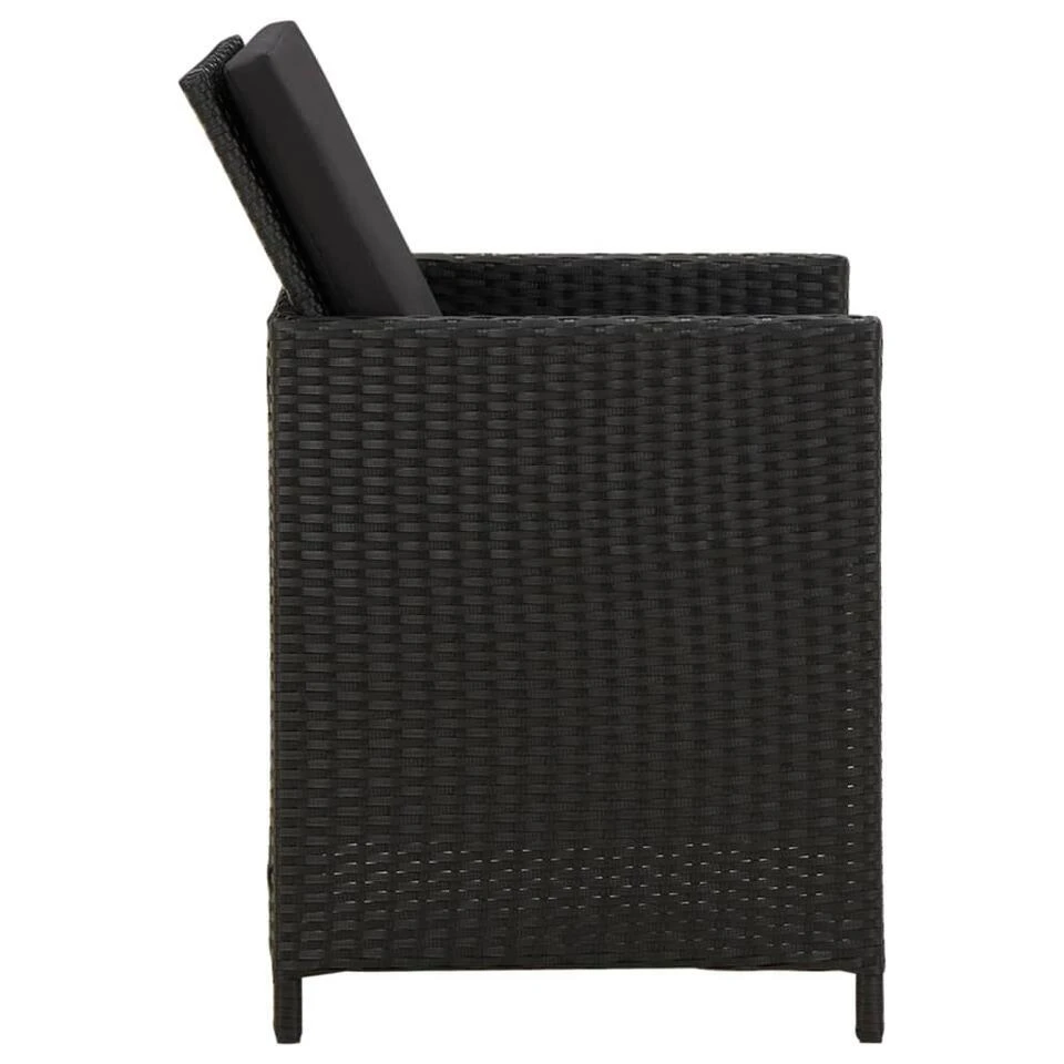VidaXL - Buitenstoel - Zwart - Poly Rattan - 4 Stuks 4 VidaXL - Buitenstoel - Zwart - Poly Rattan - 4 Stuks - Afbeelding 4